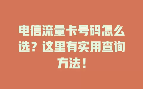 电信流量卡号码怎么选？这里有实用查询方法！