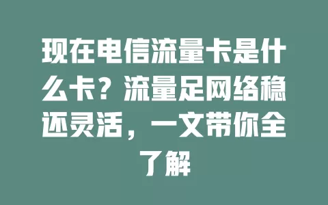 现在电信流量卡是什么卡？流量足网络稳还灵活，一文带你全了解