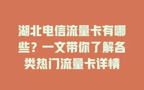 湖北电信流量卡有哪些？一文带你了解各类热门流量卡详情