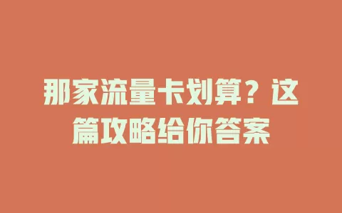 那家流量卡划算？这篇攻略给你答案
