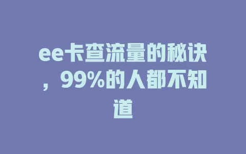 ee卡查流量的秘诀，99%的人都不知道