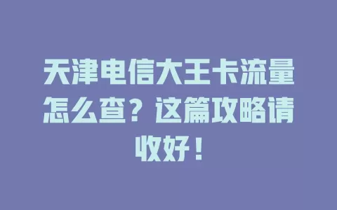 天津电信大王卡流量怎么查？这篇攻略请收好！