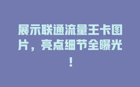 展示联通流量王卡图片，亮点细节全曝光！