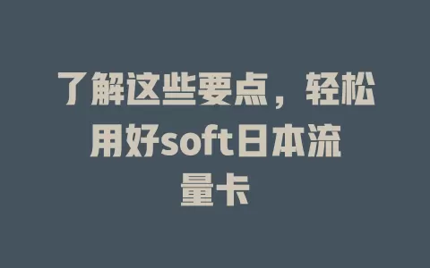 了解这些要点，轻松用好soft日本流量卡