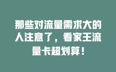 那些对流量需求大的人注意了，看家王流量卡超划算！