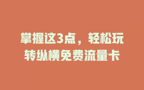 掌握这3点，轻松玩转纵横免费流量卡