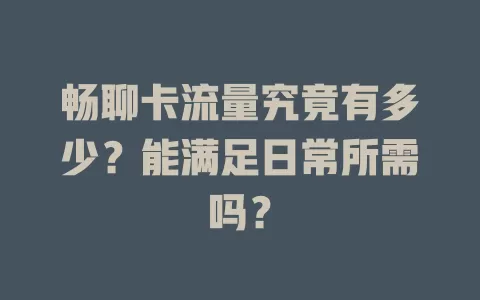 畅聊卡流量究竟有多少？能满足日常所需吗？