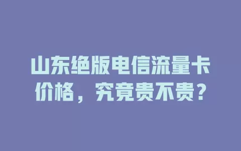 山东绝版电信流量卡价格，究竟贵不贵？