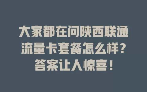 大家都在问陕西联通流量卡套餐怎么样？答案让人惊喜！