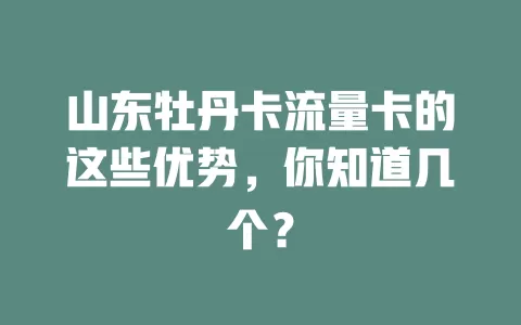 山东牡丹卡流量卡的这些优势，你知道几个？