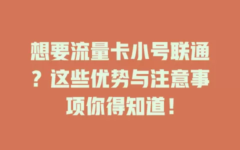 想要流量卡小号联通？这些优势与注意事项你得知道！
