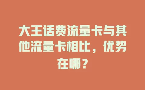 大王话费流量卡与其他流量卡相比，优势在哪？