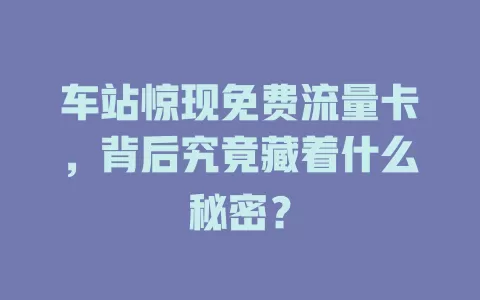车站惊现免费流量卡，背后究竟藏着什么秘密？