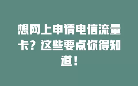 想网上申请电信流量卡？这些要点你得知道！