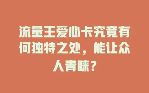 流量王爱心卡究竟有何独特之处，能让众人青睐？