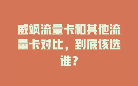 威飒流量卡和其他流量卡对比，到底该选谁？