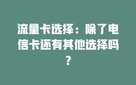 流量卡选择：除了电信卡还有其他选择吗？