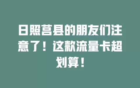 日照莒县的朋友们注意了！这款流量卡超划算！