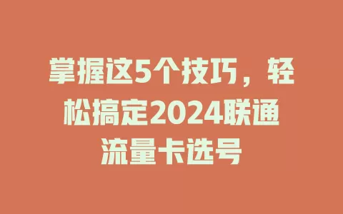掌握这5个技巧，轻松搞定2024联通流量卡选号