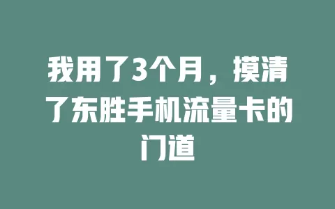 我用了3个月，摸清了东胜手机流量卡的门道