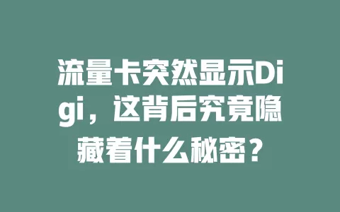 流量卡突然显示Digi，这背后究竟隐藏着什么秘密？
