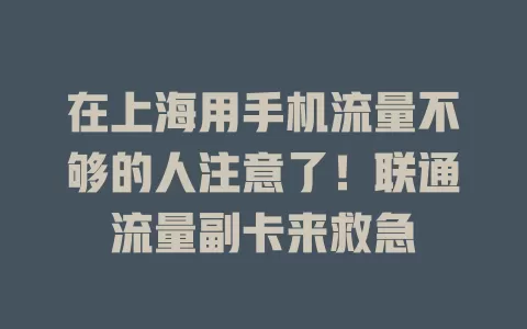 在上海用手机流量不够的人注意了！联通流量副卡来救急
