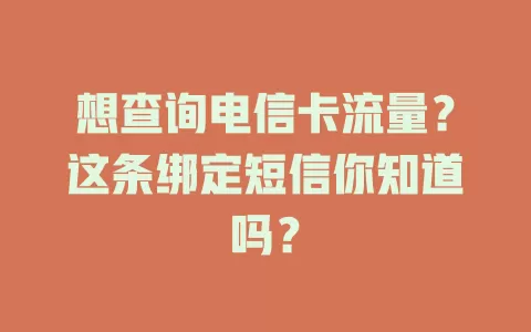 想查询电信卡流量？这条绑定短信你知道吗？