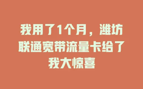 我用了1个月，潍坊联通宽带流量卡给了我大惊喜