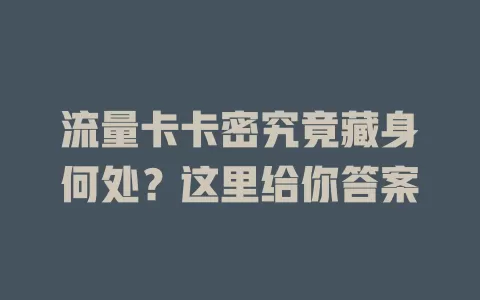 流量卡卡密究竟藏身何处？这里给你答案
