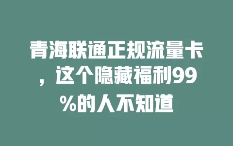 青海联通正规流量卡，这个隐藏福利99%的人不知道