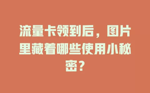 流量卡领到后，图片里藏着哪些使用小秘密？