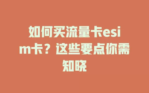 如何买流量卡esim卡？这些要点你需知晓