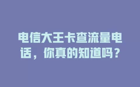 电信大王卡查流量电话，你真的知道吗？