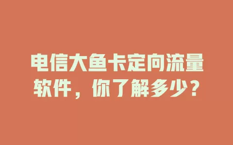 电信大鱼卡定向流量软件，你了解多少？