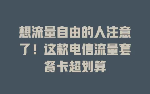 想流量自由的人注意了！这款电信流量套餐卡超划算