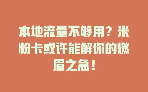 本地流量不够用？米粉卡或许能解你的燃眉之急！