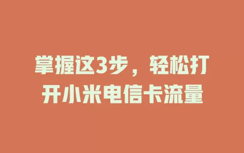 掌握这3步，轻松打开小米电信卡流量