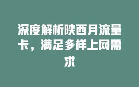 深度解析陕西月流量卡，满足多样上网需求