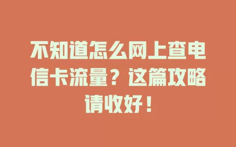 不知道怎么网上查电信卡流量？这篇攻略请收好！