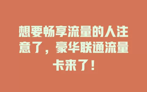 想要畅享流量的人注意了，豪华联通流量卡来了！