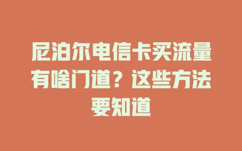 尼泊尔电信卡买流量有啥门道？这些方法要知道