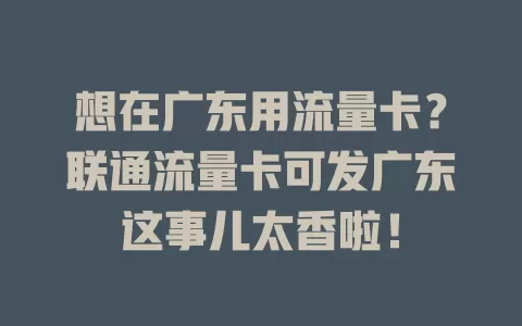 想在广东用流量卡？联通流量卡可发广东这事儿太香啦！