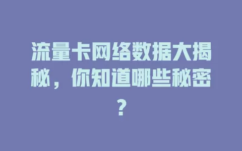 流量卡网络数据大揭秘，你知道哪些秘密？