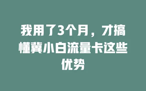我用了3个月，才搞懂冀小白流量卡这些优势