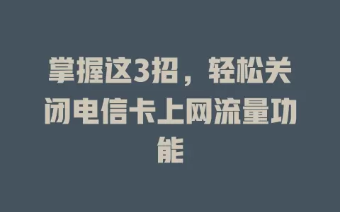 掌握这3招，轻松关闭电信卡上网流量功能