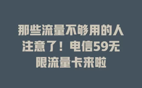 那些流量不够用的人注意了！电信59无限流量卡来啦