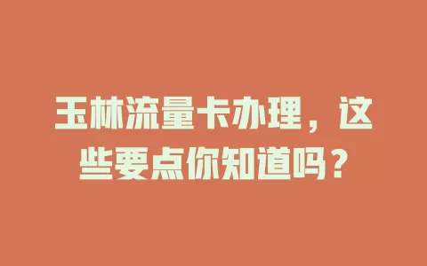玉林流量卡办理，这些要点你知道吗？