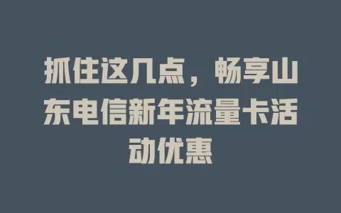 抓住这几点，畅享山东电信新年流量卡活动优惠