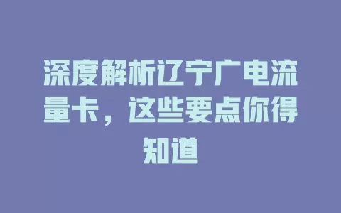 深度解析辽宁广电流量卡，这些要点你得知道