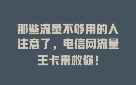 那些流量不够用的人注意了，电信网流量王卡来救你！